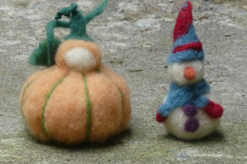 pumpkin + snowman